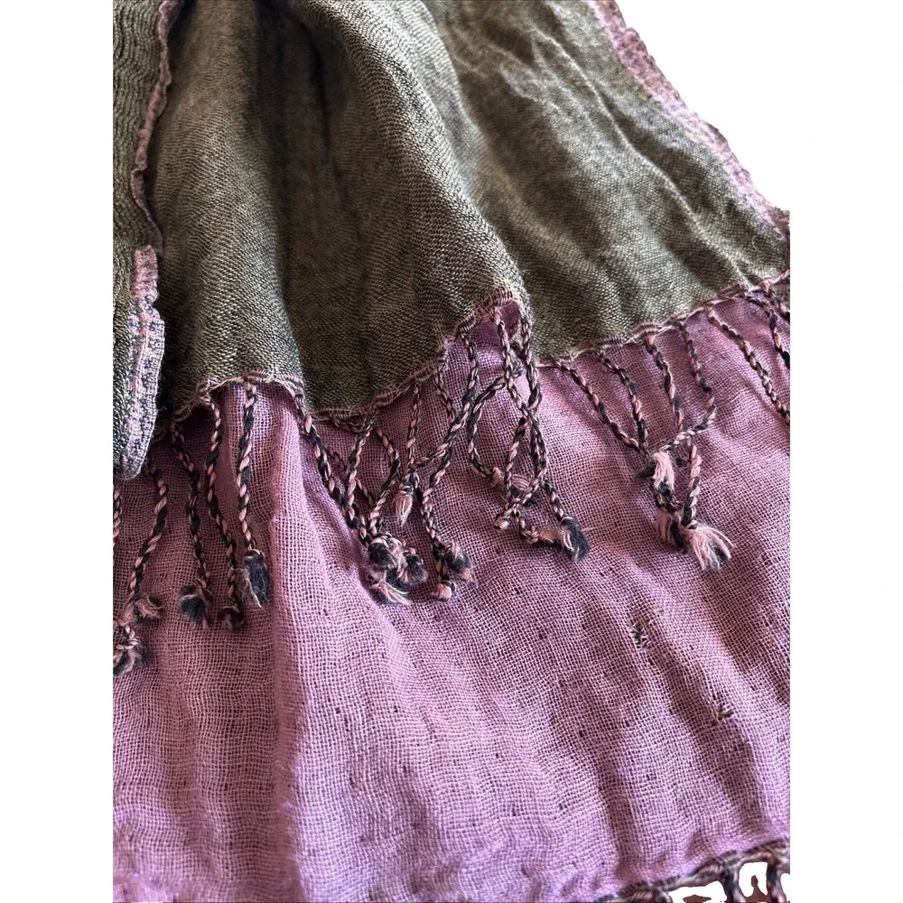 Lucky Brand 100% Wool Scarf Green Mauve